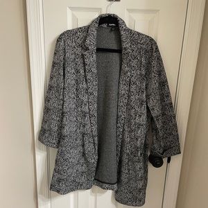 Gray herringbone sweater blazer